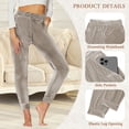 thumbnail image 3 of TEMOFON Lounge Jogger Pants for Women Velour Casual Soft Sweatpants – Khaki Joggers with Adjustable Waist M, 3 of 7
