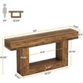 thumbnail image 3 of Table Console à 2 Niveaux, Table d'Entrée Style Ferme 63 Pouces avec Base en U, Table de Sofa en Bois derrière le Canapé, 3 of 5