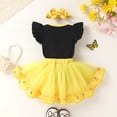 thumbnail image 2 of Happy Town Baby Girl 1st Birthday Outfit Sleeveless Romper Tulle Tutu Skirt with Headband Toddler Girl Clothes Set, 2 of 7