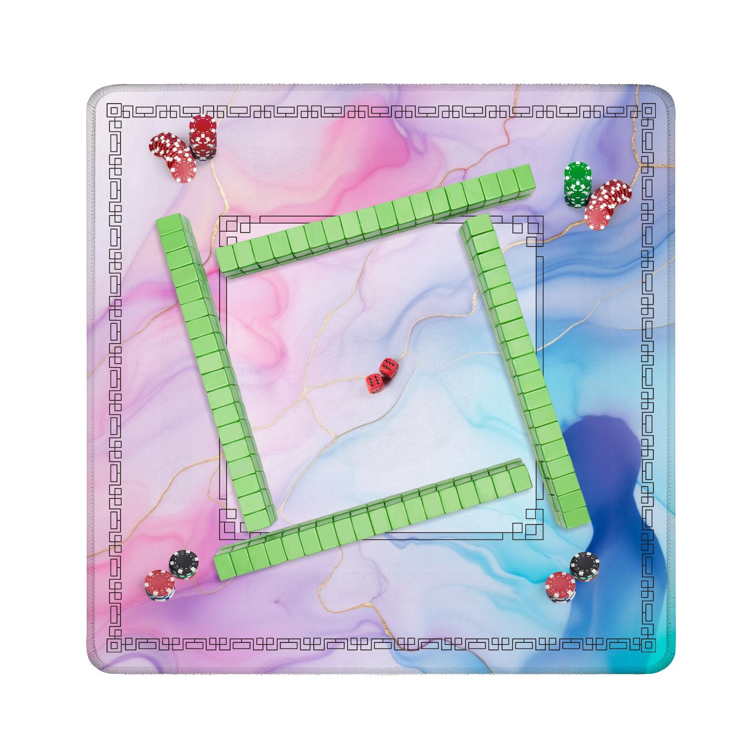 Mahjong Mat 31.5" x 31.5" Currents translucent hues snaking swirls foamy sprays color shape Non-Slip Noise Reduction American Mahjong Tiles Table Cover for Dominoes Poker Card Board Games Gift