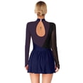 thumbnail image 2 of Yartina Women's Lyrical Ballet Dance Dress Figure Ice Skating Dress Mock Neck Gymnastics Leotard Navy Blue L, 2 of 7