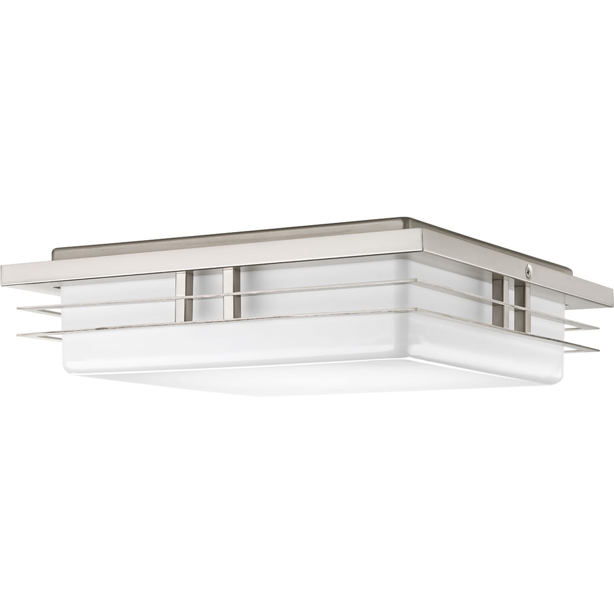 Progress Lighting Helm Collection 2-Light LED Flush Mount in Brushed Nickel with Acrylic Diffuser