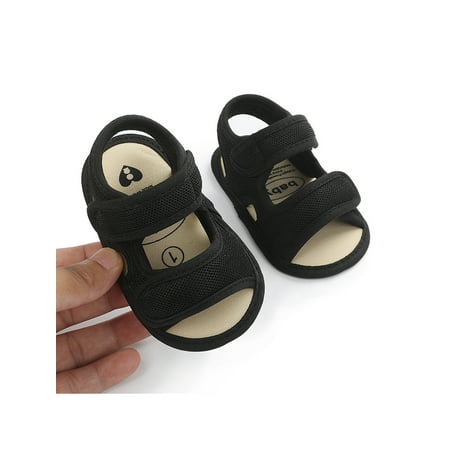 

Ymiytan Newborn Summer Shoe Soft Sole Shoes Mesh Sandals Birthday Non-Slip Cute First Walker Flat Sandal Black 12-18 months
