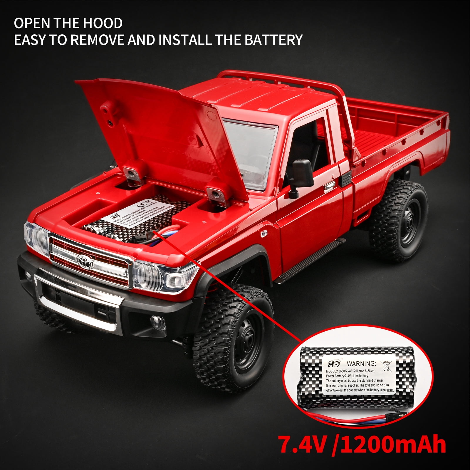 Anmyjuly MN-82 1/12 Toyota Pickup RC Rock Crawler | 2.4GHz 4WD, 2-Speed, 1200mAh | All-Terrain Off-Road Truck for Adults