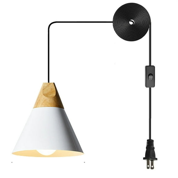 JLOWCO Plug in Pendant Light Modern Hanging Lights with Plug in Cord Bedroom Farmhouse Light Fixtures Kitchen Rustic Pendant Lights Kitchen Island White (LED Bulb Include)
