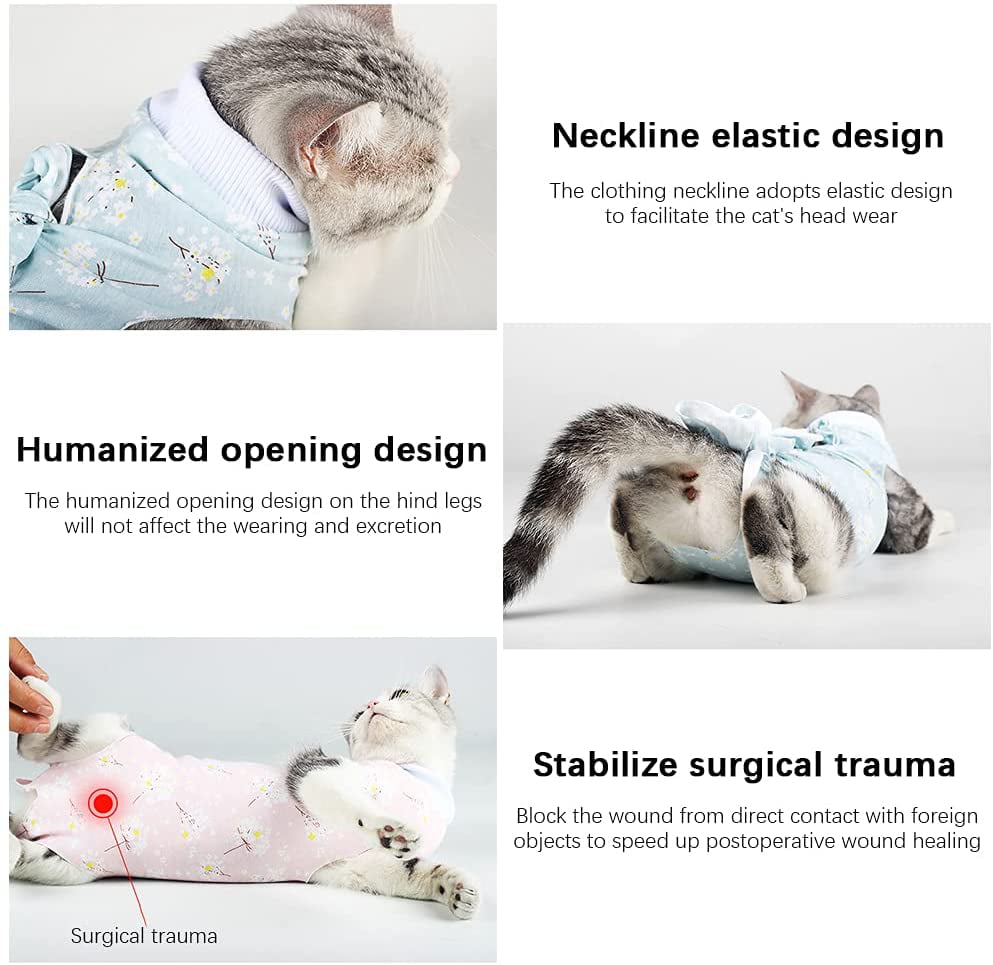 Cat Breathable E-Collar Alternative After Surgery Wear Anti Licking Wounds Glorisun Cat Recovery Suit 