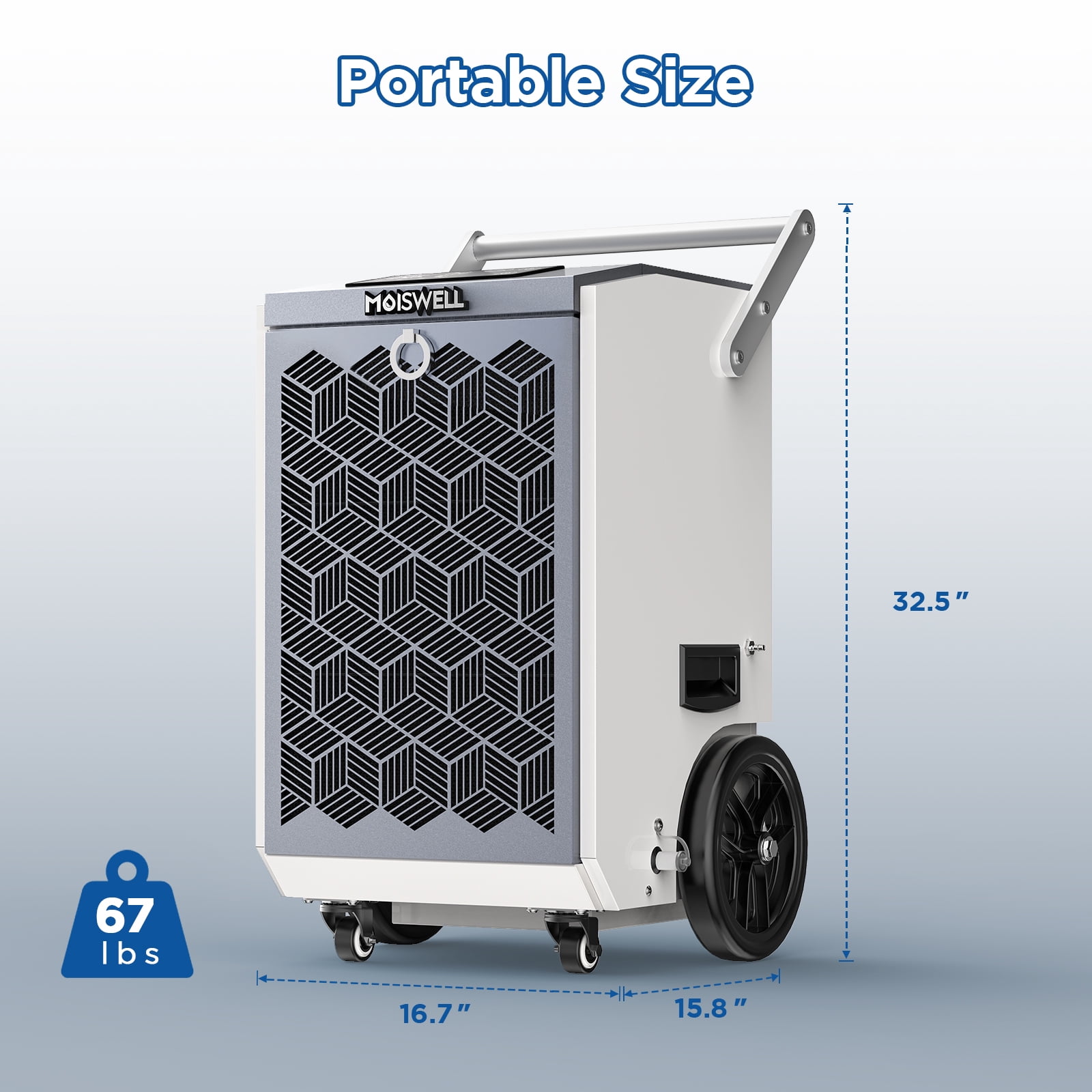 Moiswell 160 Pints Commercial Dehumidifier with Pump Heavy-Duty Moisture Control for Basement Warehouse, Industry Water Damage Unit, Auto Defrost
