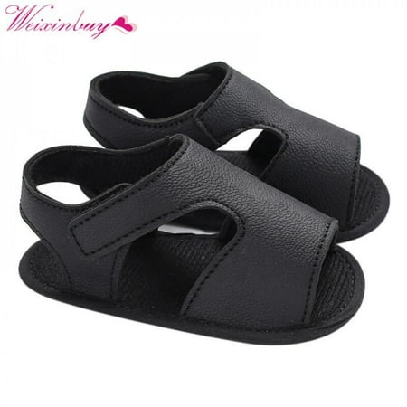 

Baby Boys Summer Shoes PU Soft Bottom Sandals Toddler Newborn Casual Baby Solid Color Fashion Shoes Black S
