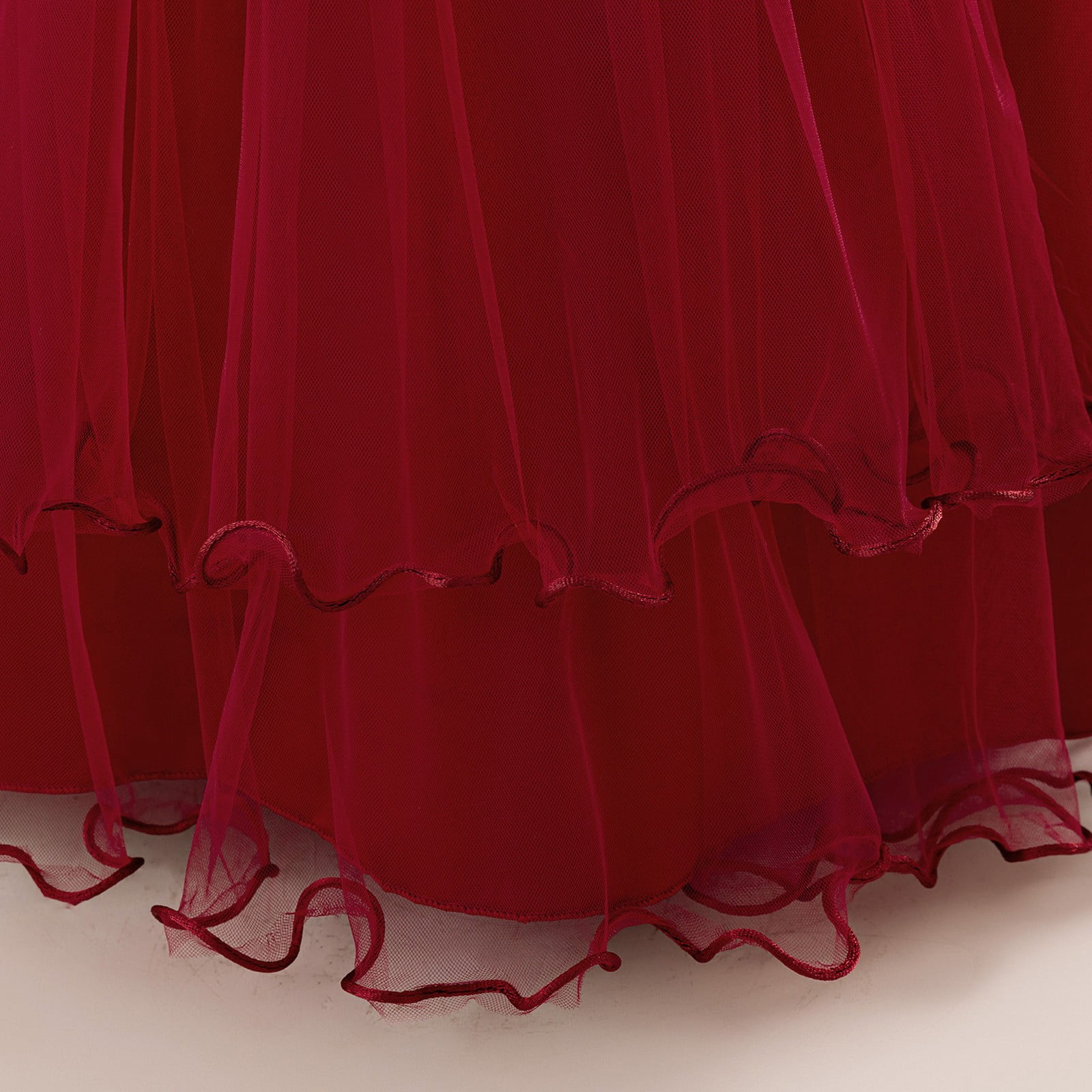 Wdgfv Elegant Off Shoulder Girls Dresses Tutu Skirt For Wedding Party Pageant Casual Wear Floral Appliques Gown Ages 7-12 Red 12 Years