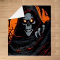 thumbnail image 3 of Death Halloween Throw Blanket Baby 30x40 Gothic Style Horror Skull Skeleton Flannel Blanket for Kids Teens Adults Black Orange Graffiti Hippie Fleece Blanket for Party Living Room, 3 of 6