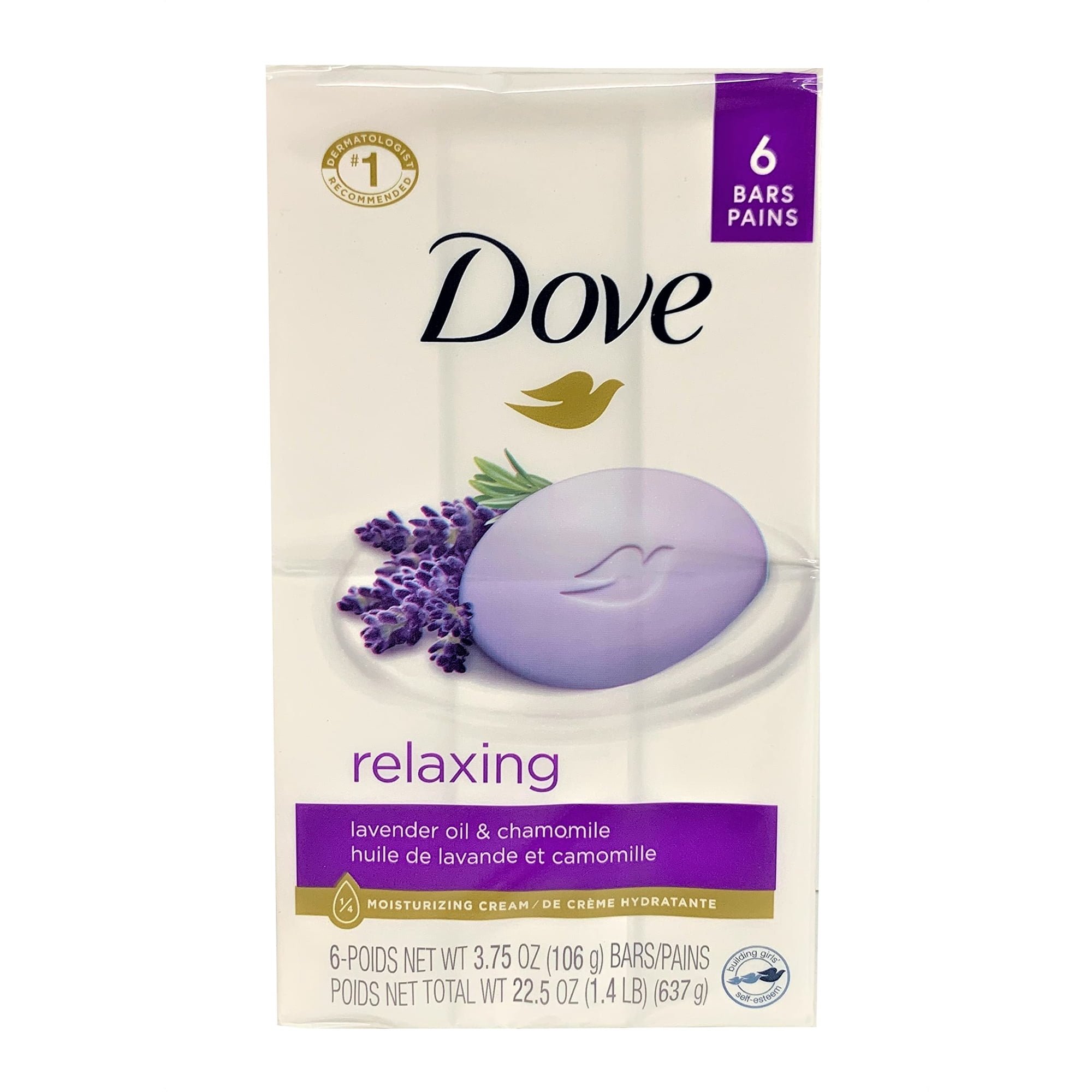 Dove Relaxing Lavender Beauty JMS2 Bar with Lavender and Chamomile Scent 3.75 Ounce 6 Bar