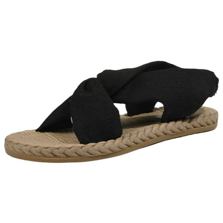 

Fashion Spring And Summer Women Sandals Outdoor Roman Style Sandals Cross Straps Linen Flat Bottom