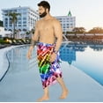 thumbnail image 2 of LA LEELA Men's Pareo Swim Trunk Swimwear Sarong Beach Wrap One Size Multi, Chevron Summer Vacation Aloha, 2 of 5