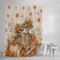 thumbnail image 5 of Shower Curtains for Bathroom-48"x72",Fall Orange Floral Skull Skeleton Waterproof Bath Curtain Grommet Shower Curtain Set with Hooks,, 5 of 9