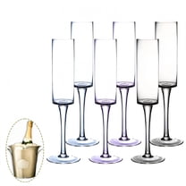 ACDANC 6Pcs Champagne Flutes Plastic 5.5 oz Reusable Multiple Times Cocktail Glass Party Cups for Friends Party Mix3