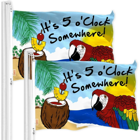 It's 5 O'Clock Somewhere Flag 3x5FT 2-Pack Printed 150D Polyester By G128
