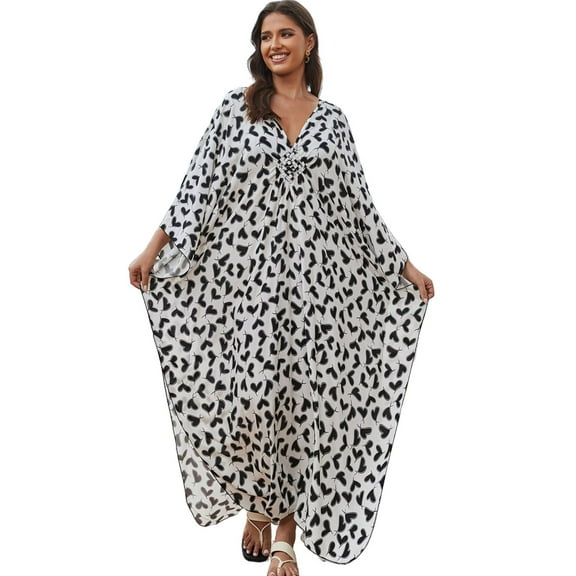 Edolynsa Turkish Robe Swimwear Kaftan Cover up Summer Beachwear Lightweight Resort Wear Flowy Maternity Dresses Caftan Loungewear