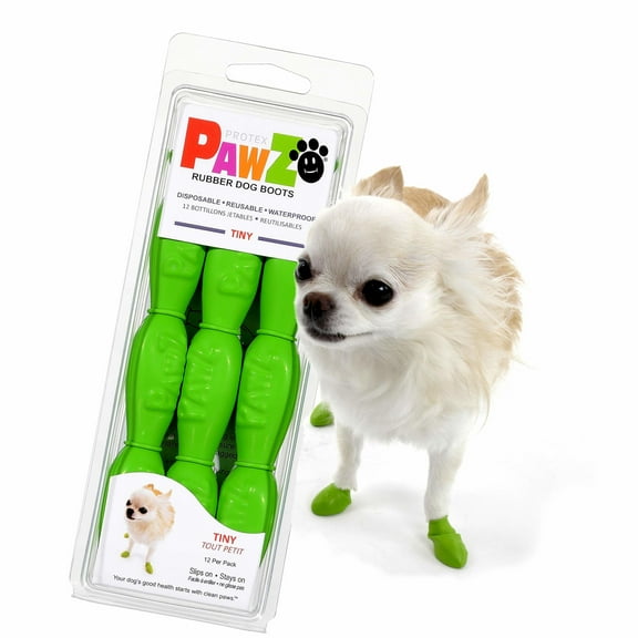 PawZ Rubber Dog Boots for Small Dogs 12pk, Tiny Apple Green Dog Booties