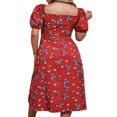 thumbnail image 4 of Women Ruffle Short Sleeve Square Neck Boho Floral Midi Dress Flowy A Line Long Dress, 4 of 7