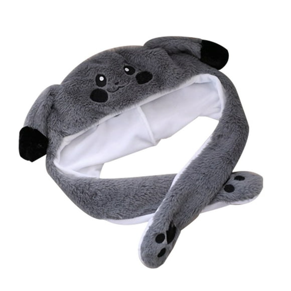 WORGEOUS Gorro de orejas de felpa Sombrero divertido Gorro de orejas de animales Gorro de airbag de hámster móvil para mujeres y niños (gris oscuro)