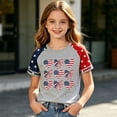 thumbnail image 2 of JAJAHO US National Flag T Shirts For Girls Raglan Short Sleeve Bow Print Graphic Tee 4Th Of July Independence Day Top, 2 of 4