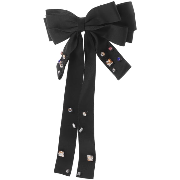 WEUVEB Stylish Black French Bow Hair Clip Large Bowknot Hair Clamp for Portable Use