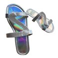 thumbnail image 6 of asdoklhq Clearance Women Shoes Under $10,Large Size Rhinestone Z Shape Summer Flat Casual Open Toe Roman Women Slippers, 6 of 9
