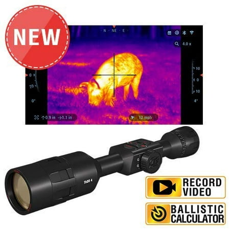 ATN ThOR 4 384x288, 7-28x, Thermal Rifle Scope w/Ultra Sensitive Next Gen Sensor, WiFi, Image Stabilization, Range Finder, Ballistic Calculator and IOS and Android (Best Thermal Scope Under 2000)