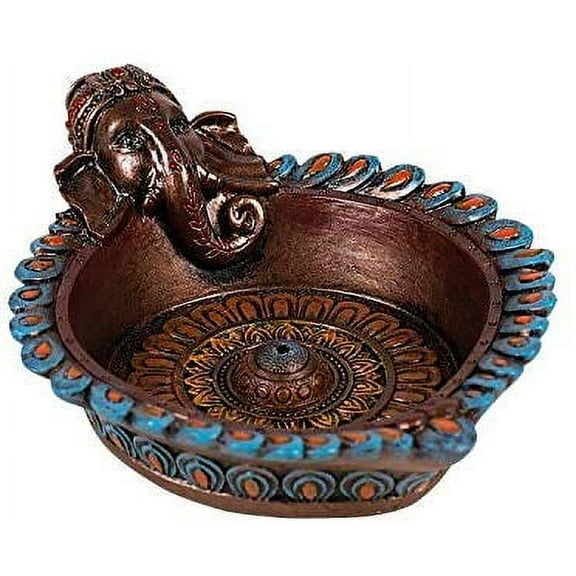 Hindu Ganapati Lord Ganesha Elephant God Incense Burner Holder Dish Figurine