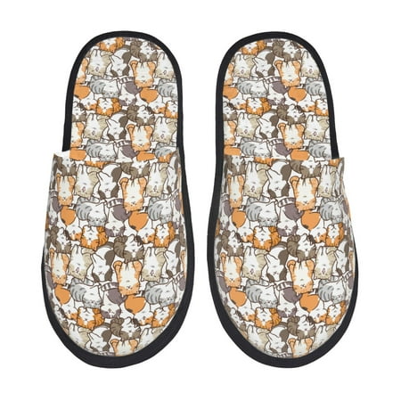 Balery Cartoon Cat 1 Slient Indoor Furry Fleece Comfort House Shoes Soft Non-Slip Home Shoes Cotton slippers House Slippers-- Medium