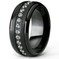 thumbnail image 2 of Bague Alliance Éternité pour Homme en Titane Noir avec Zircone Cubique Ronde Transparente 9 mm, 2 of 4