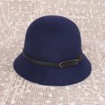 thumbnail image 1 of Sombrero de mujer Otoño e Invierno Sombrero de lana Sombrero de copa de lana para mujer Estilo coreano Cinturón multicolor Sombrero de pescador Elegante sombrero de lavabo con cúpula, 1 of 6
