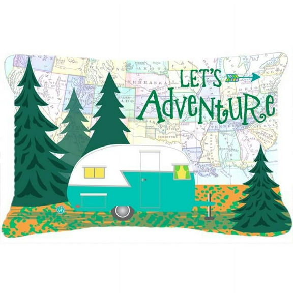 Carolines Treasures  Lets Adventure Glamping Trailer Fabric Decorative Pillow
