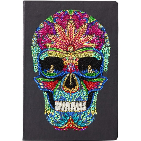 Crystal Art Diamond Painting Notebook - Skull Notebook Kit - Create a Sparkling Notebook Cover using Crystals - For ages 8 and up