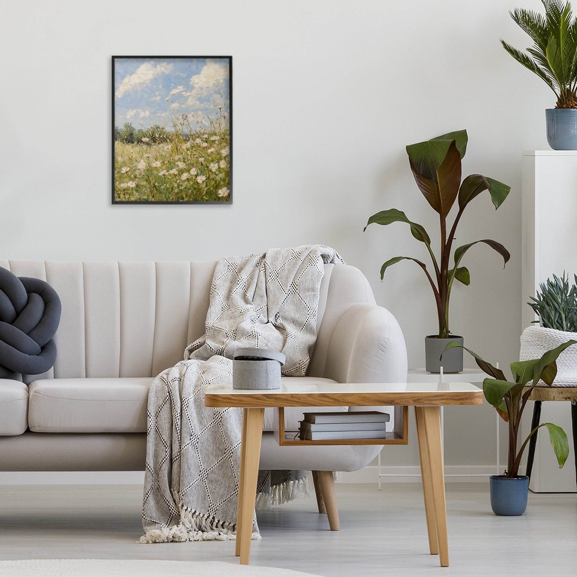 Stupell Industries Wildflower Field Beneath Blue Sky Black Framed Giclee Art, design by LSR Design Studio