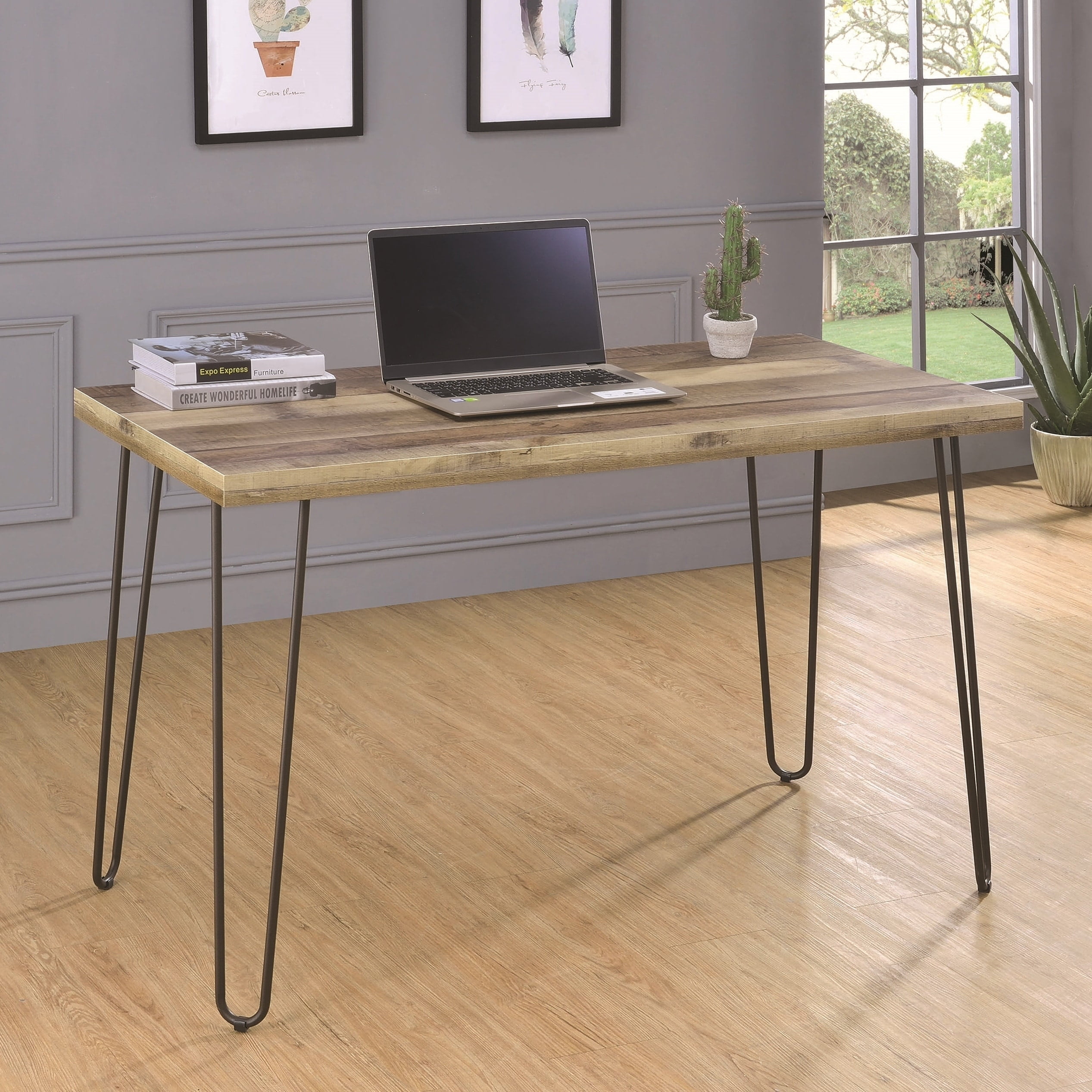 A Line Furniture Schevron Mid Century Industrial Rustic Design Home Office Computer Writing Desk