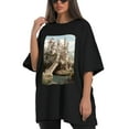 thumbnail image 4 of Plus Size Shirt for Women Black Tops for Women Oversized Short Sleeves Shirt for Women Castle (27） T Shirt Crewneck Shirt for Women 3XL, 4 of 5