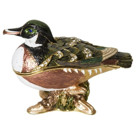 - Pewter Enamel Wood Duck Trinket Box
