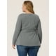 thumbnail image 4 of Blude talgrande pamujer con pade gallo, blusas de trabajo informales paoficina, top peplum Blanco Negro XL, 4 of 5