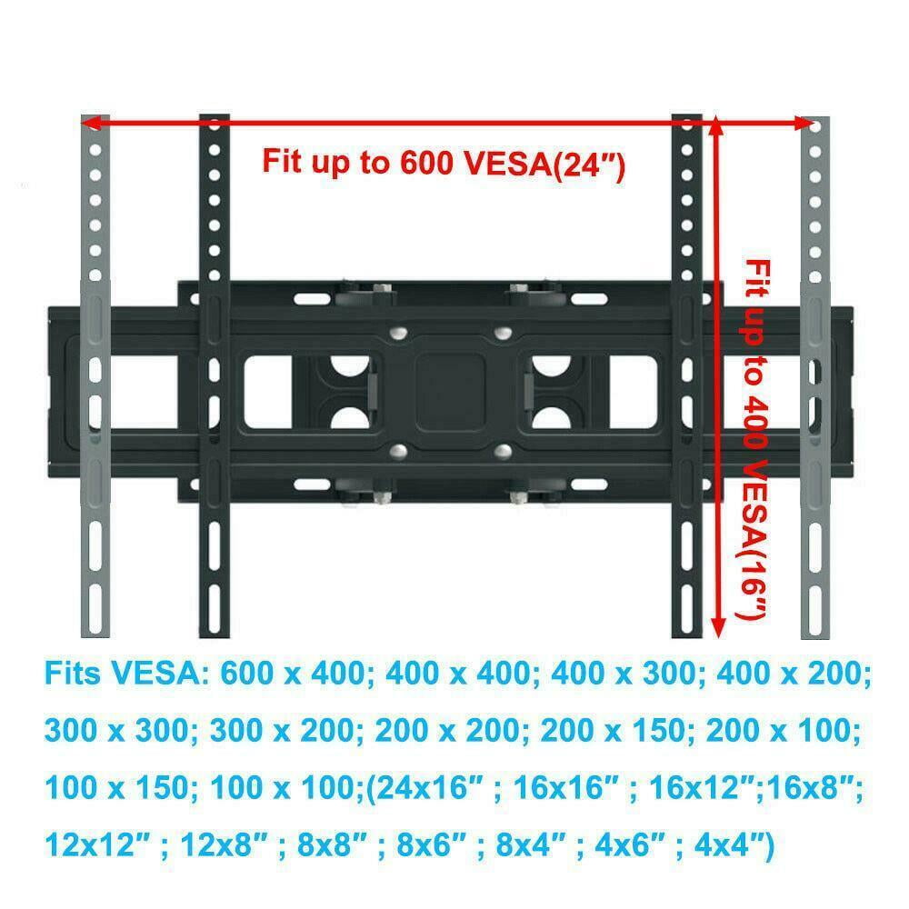 Full Motion TV Wall Mount Tilt Swivel For 32 36 37 40 42 47 50 55 60 65 70" VESA