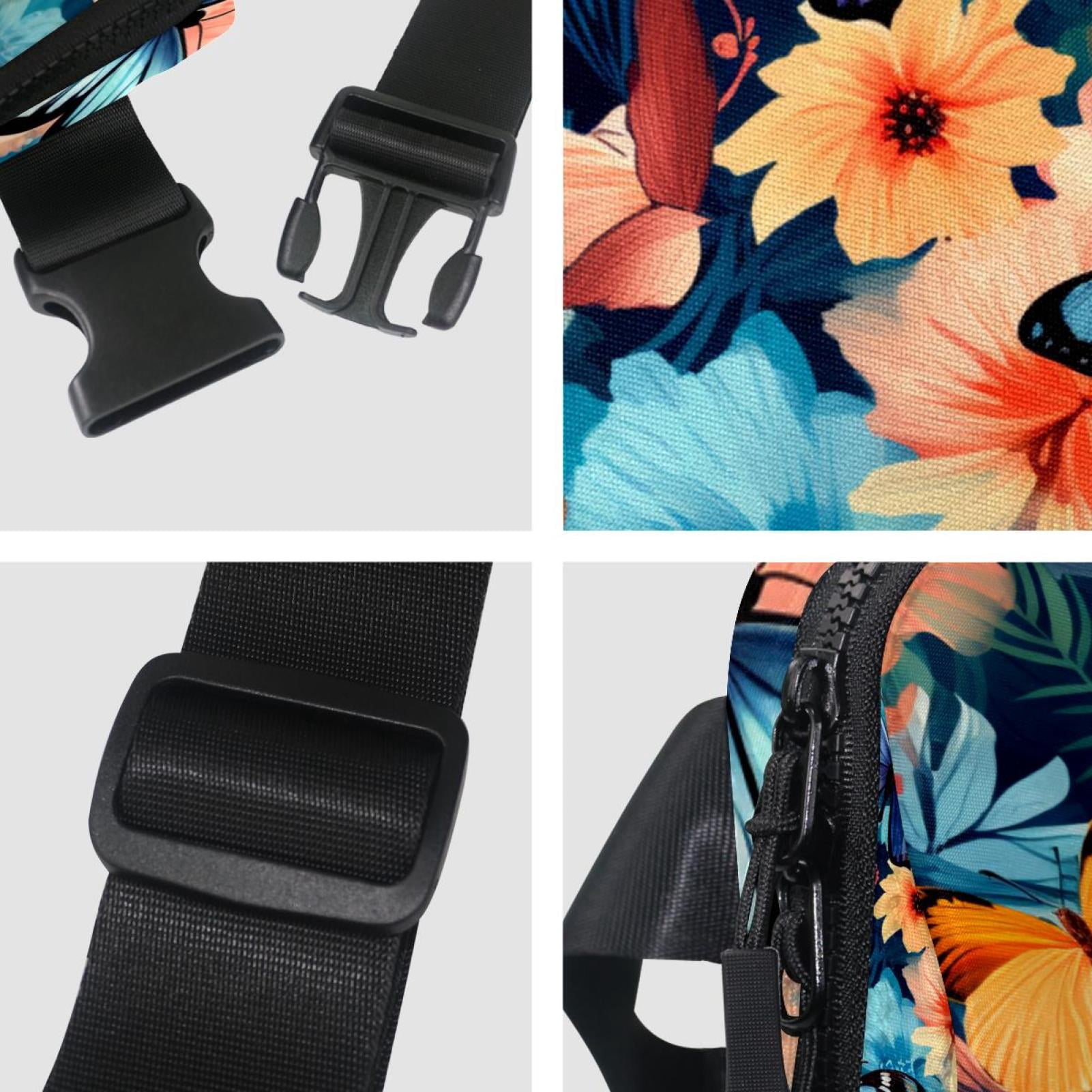 Butterfly Adjustable Lightweight Fanny Pack with Extension Strap - Unisex Belt Bag and Crossbody Bag