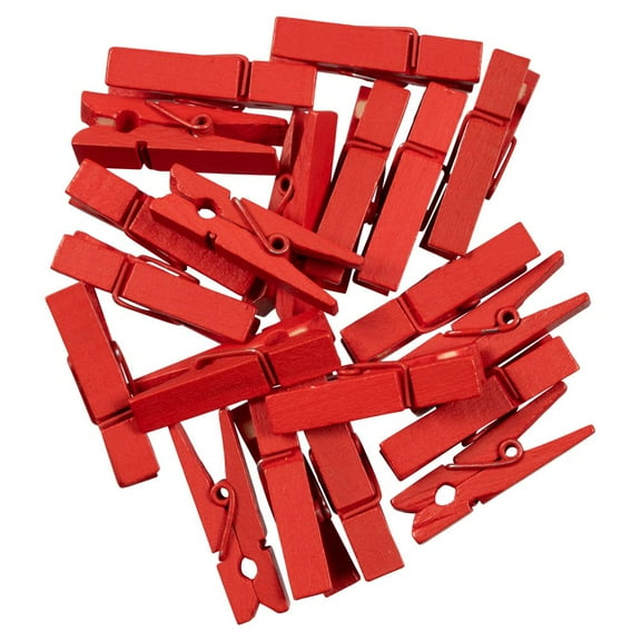 JAM Paper Wood Clip Clothespins, Red, 1 3/8in, 20 per Pack