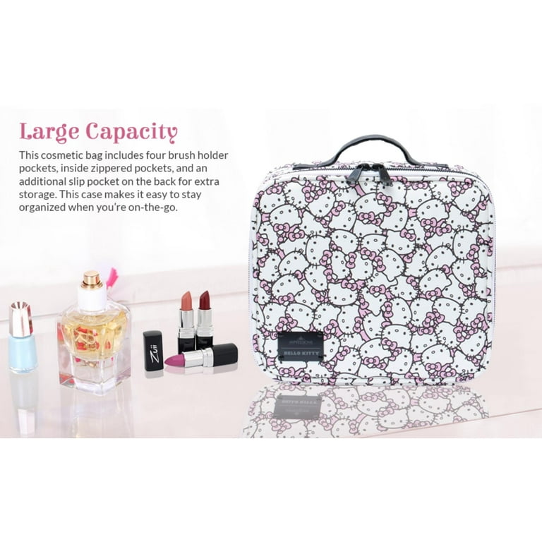  Makeup Bag - Large Capacity Travel Cosmetic Bag for Women,  Multifunctional Open Flat Toiletry Bag with Handle, Washable Waterproof  Beauty Zipper Makeup Organizer PU Leather, White : Beauty & Personal Care