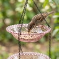 thumbnail image 4 of Solar Cascade Hanging Bird Bath Fountain, Solar Powered Cascading Outdoor Water Fountainwith Solars Pump & Glass Bowl, Decorative Garden Yard Patio Bird Bath Fountain (Blue Double-Tier), 4 of 7