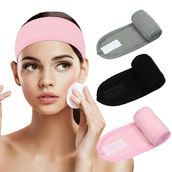 Adjustable Cloth Facial Spa Headband for Women - Perfect Hair Band for Washing Face, Shower, Facial Mask, and Skincare - Non-Slip, Stretchable, 3 Pack - Ideal for Makeup and Hair Wrap