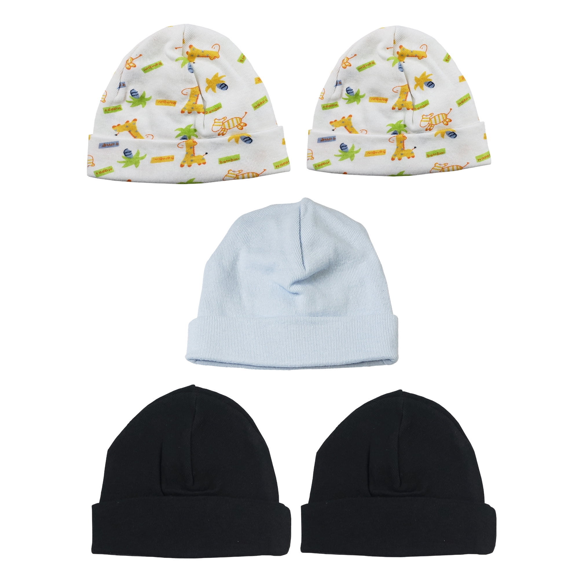 LS-0473 Boys Baby Caps - Blue, Black & Print - One Size - 5 per Pack