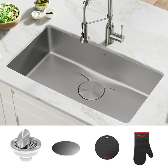KRAUS Dex 33 Undermount 16 Gauge Stainless Steel Single Bowl Kitchen Sink