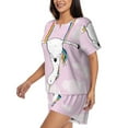 thumbnail image 2 of Bingfone Aerial Yoga for Unicorn Print Pajamas Sets for Women Soft Short-Sleeved Pjs with Lounge Shorts Two Piece Sleepwear, 2 of 8