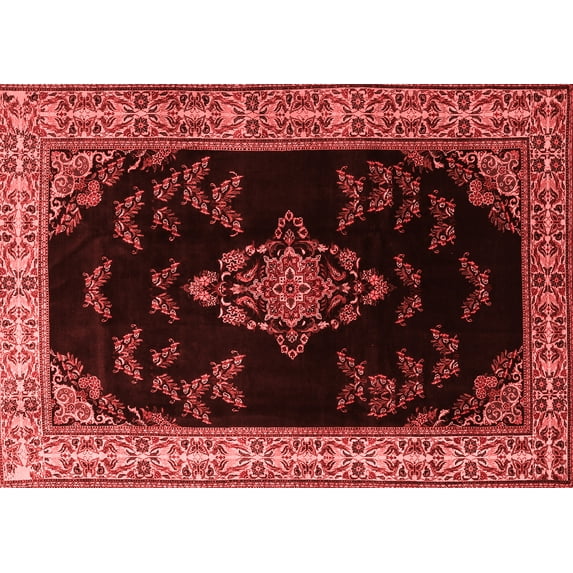 Ahgly Company Indoor Rectangle Medallion Red Traditional Area Rugs, 5' x 8'