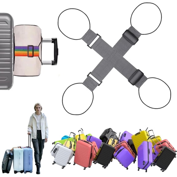 Multi Use Strong Adjustable Luggage Connector Straps - Luggage Connector Straps for Suitcases, Elastic Travel Belt for Suitcases, Secure Stacking & Hands-Free Carrying Essentials (Grey)